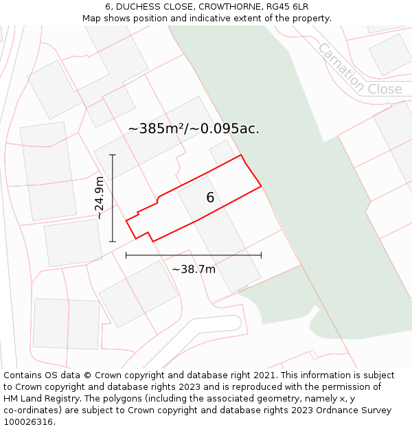 6, DUCHESS CLOSE, CROWTHORNE, RG45 6LR: Plot and title map