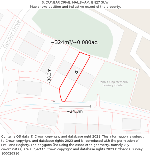 6, DUNBAR DRIVE, HAILSHAM, BN27 3UW: Plot and title map