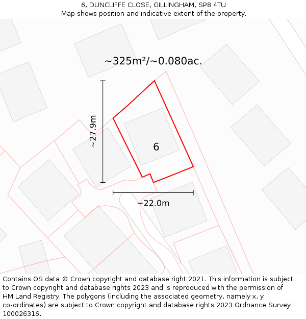 6, DUNCLIFFE CLOSE, GILLINGHAM, SP8 4TU: Plot and title map