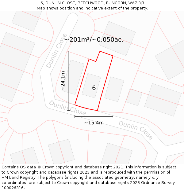 6, DUNLIN CLOSE, BEECHWOOD, RUNCORN, WA7 3JR: Plot and title map