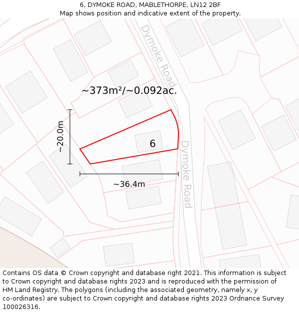 6, DYMOKE ROAD, MABLETHORPE, LN12 2BF: Plot and title map