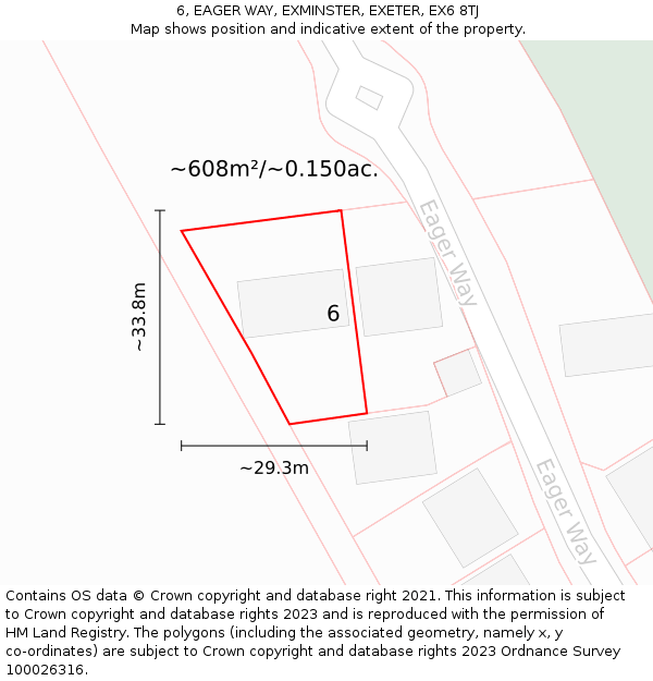 6, EAGER WAY, EXMINSTER, EXETER, EX6 8TJ: Plot and title map