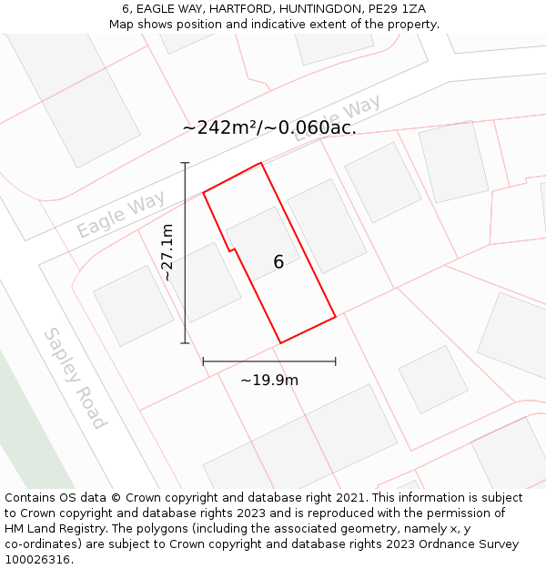 6, EAGLE WAY, HARTFORD, HUNTINGDON, PE29 1ZA: Plot and title map