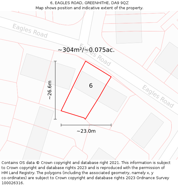 6, EAGLES ROAD, GREENHITHE, DA9 9QZ: Plot and title map