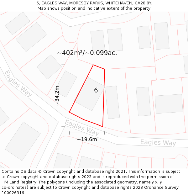 6, EAGLES WAY, MORESBY PARKS, WHITEHAVEN, CA28 8YJ: Plot and title map