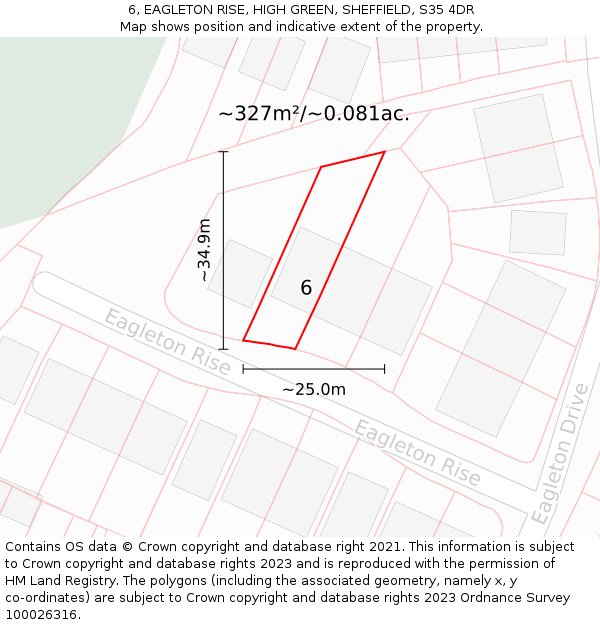6, EAGLETON RISE, HIGH GREEN, SHEFFIELD, S35 4DR: Plot and title map