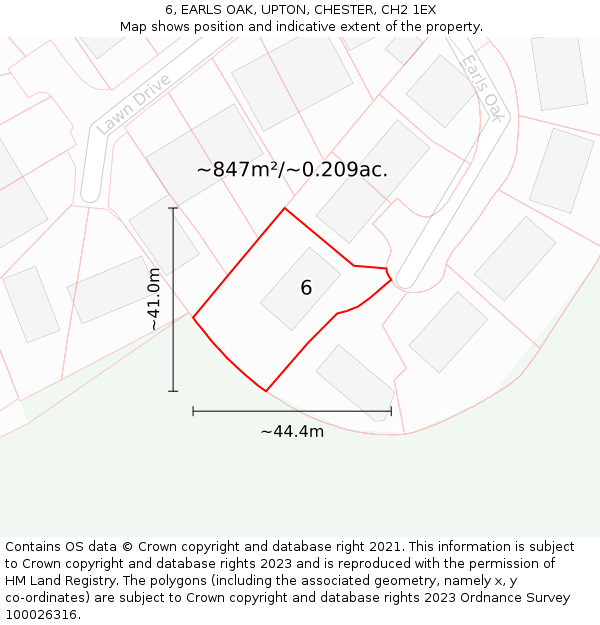 6, EARLS OAK, UPTON, CHESTER, CH2 1EX: Plot and title map
