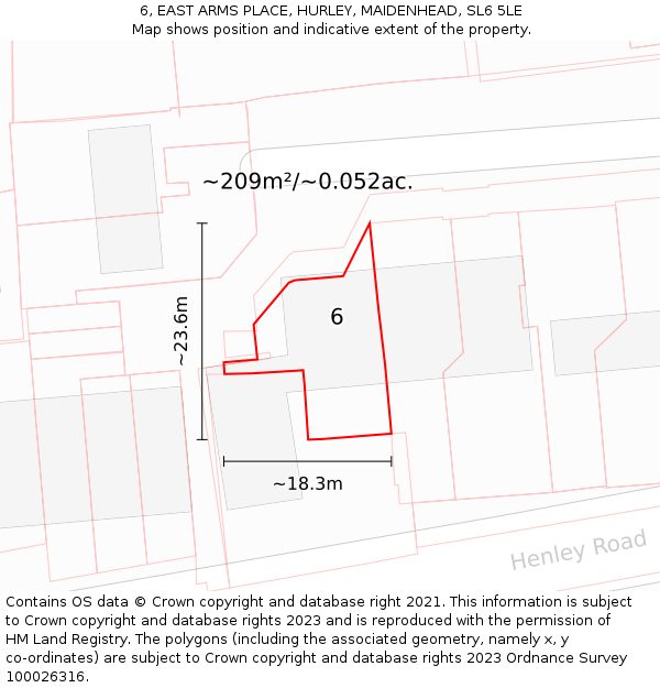 6, EAST ARMS PLACE, HURLEY, MAIDENHEAD, SL6 5LE: Plot and title map