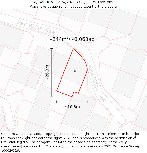 6, EAST RIDGE VIEW, GARFORTH, LEEDS, LS25 2PN: Plot and title map