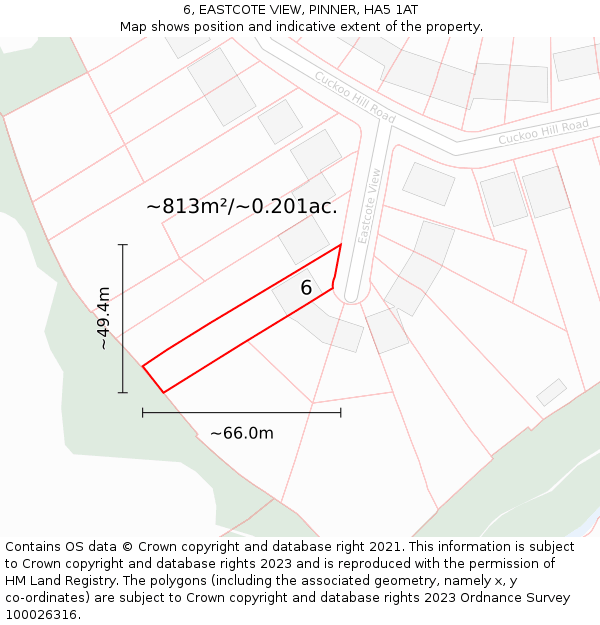 6, EASTCOTE VIEW, PINNER, HA5 1AT: Plot and title map