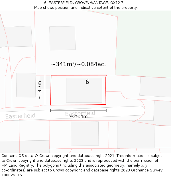 6, EASTERFIELD, GROVE, WANTAGE, OX12 7LL: Plot and title map