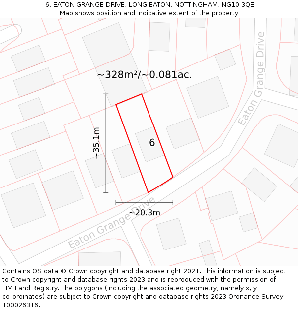 6, EATON GRANGE DRIVE, LONG EATON, NOTTINGHAM, NG10 3QE: Plot and title map