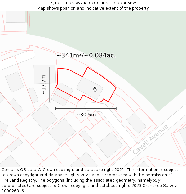6, ECHELON WALK, COLCHESTER, CO4 6BW: Plot and title map