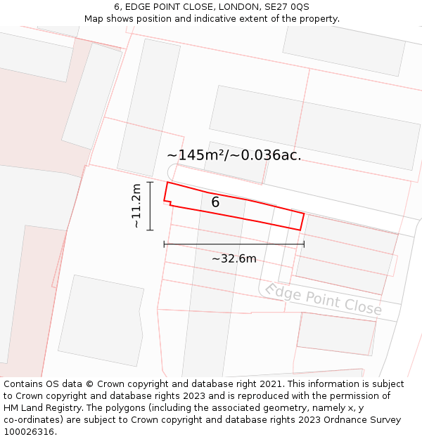 6, EDGE POINT CLOSE, LONDON, SE27 0QS: Plot and title map