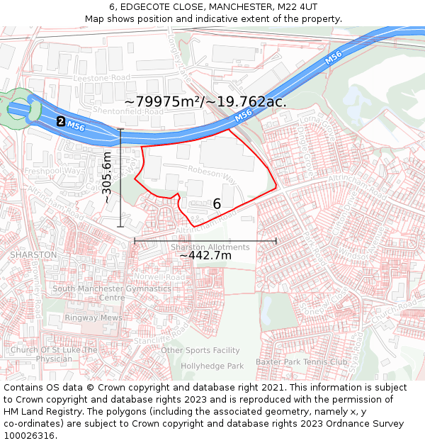 6, EDGECOTE CLOSE, MANCHESTER, M22 4UT: Plot and title map