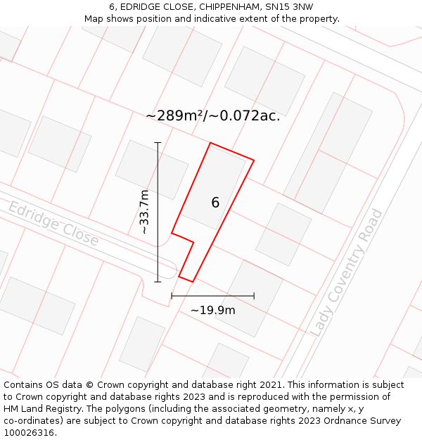6, EDRIDGE CLOSE, CHIPPENHAM, SN15 3NW: Plot and title map