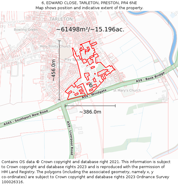 6, EDWARD CLOSE, TARLETON, PRESTON, PR4 6NE: Plot and title map