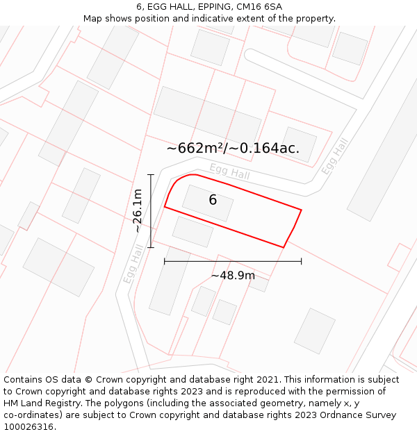 6, EGG HALL, EPPING, CM16 6SA: Plot and title map