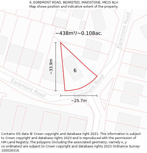 6, EGREMONT ROAD, BEARSTED, MAIDSTONE, ME15 8LH: Plot and title map