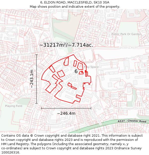 6, ELDON ROAD, MACCLESFIELD, SK10 3SA: Plot and title map