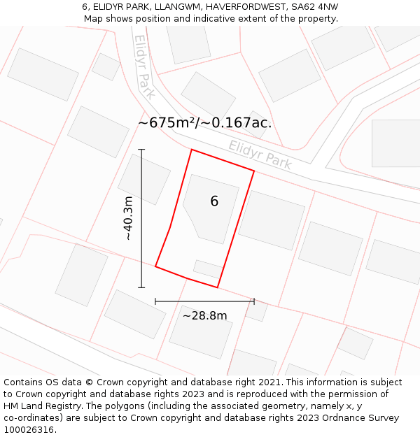 6, ELIDYR PARK, LLANGWM, HAVERFORDWEST, SA62 4NW: Plot and title map