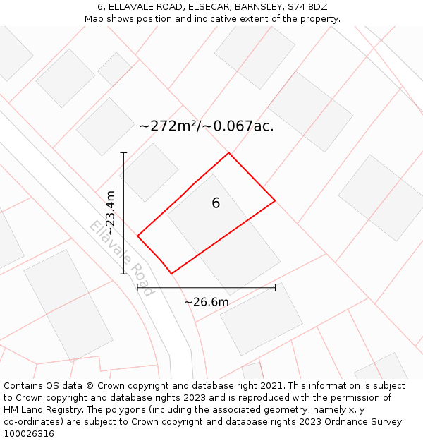 6, ELLAVALE ROAD, ELSECAR, BARNSLEY, S74 8DZ: Plot and title map