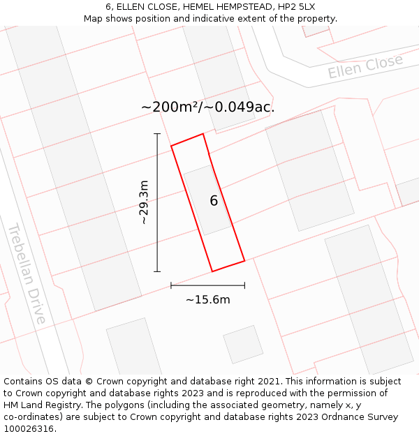 6, ELLEN CLOSE, HEMEL HEMPSTEAD, HP2 5LX: Plot and title map