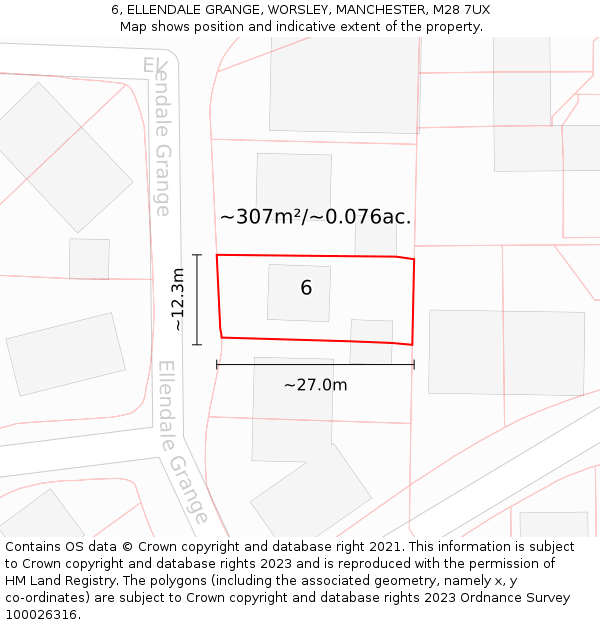 6, ELLENDALE GRANGE, WORSLEY, MANCHESTER, M28 7UX: Plot and title map