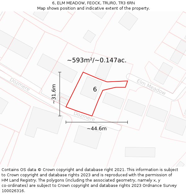 6, ELM MEADOW, FEOCK, TRURO, TR3 6RN: Plot and title map