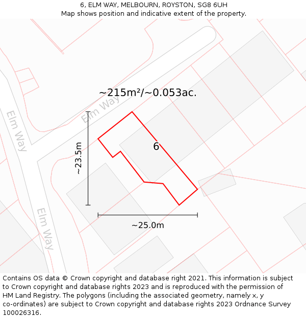 6, ELM WAY, MELBOURN, ROYSTON, SG8 6UH: Plot and title map