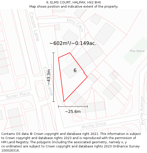 6, ELMS COURT, HALIFAX, HX2 8HX: Plot and title map