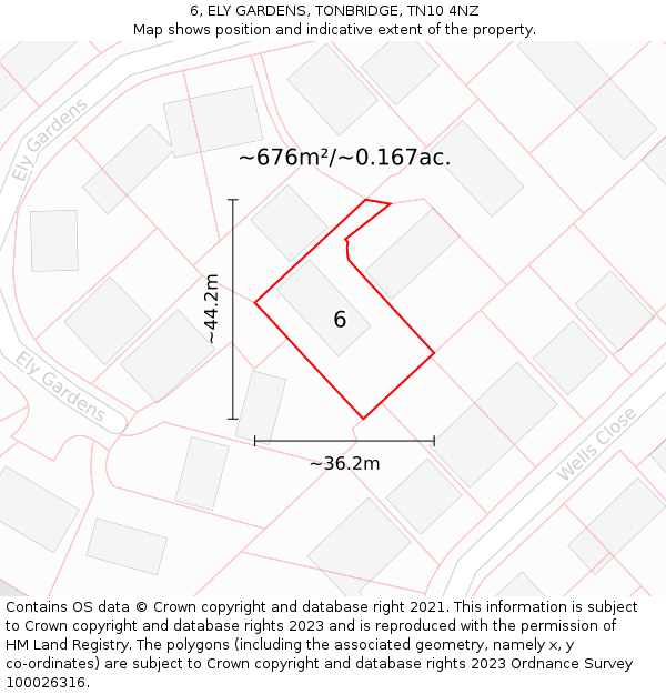 6, ELY GARDENS, TONBRIDGE, TN10 4NZ: Plot and title map