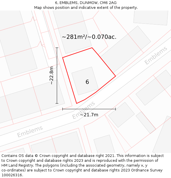 6, EMBLEMS, DUNMOW, CM6 2AG: Plot and title map