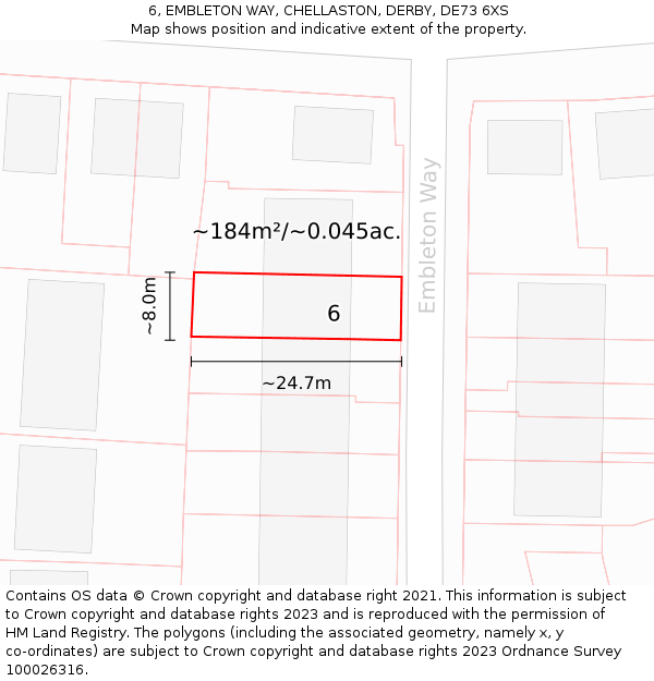 6, EMBLETON WAY, CHELLASTON, DERBY, DE73 6XS: Plot and title map