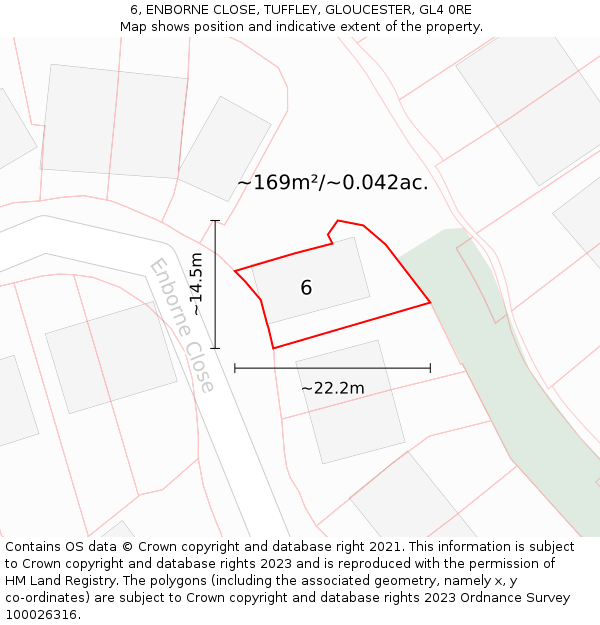 6, ENBORNE CLOSE, TUFFLEY, GLOUCESTER, GL4 0RE: Plot and title map
