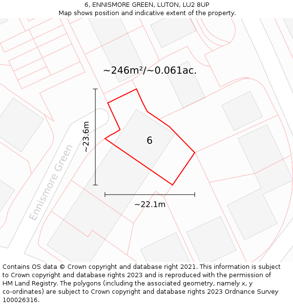 6, ENNISMORE GREEN, LUTON, LU2 8UP: Plot and title map