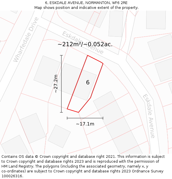 6, ESKDALE AVENUE, NORMANTON, WF6 2RE: Plot and title map