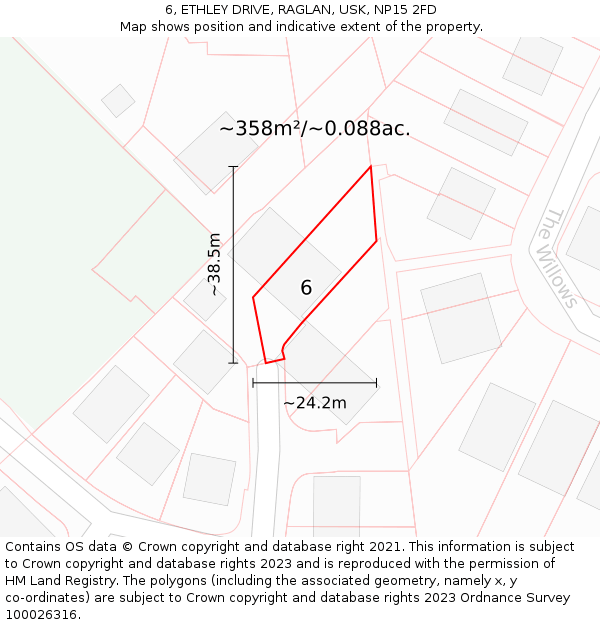 6, ETHLEY DRIVE, RAGLAN, USK, NP15 2FD: Plot and title map
