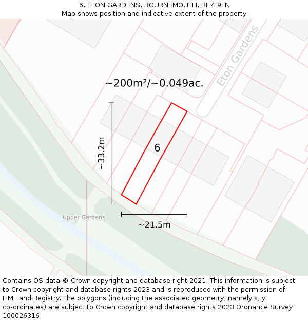 6, ETON GARDENS, BOURNEMOUTH, BH4 9LN: Plot and title map