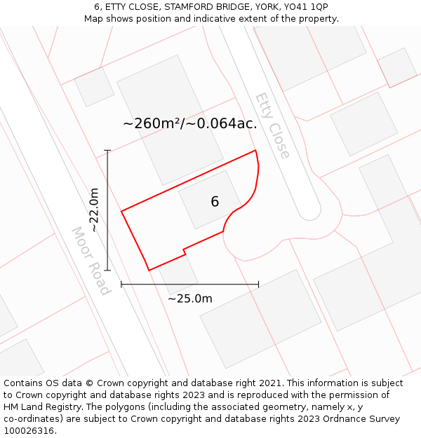6, ETTY CLOSE, STAMFORD BRIDGE, YORK, YO41 1QP: Plot and title map