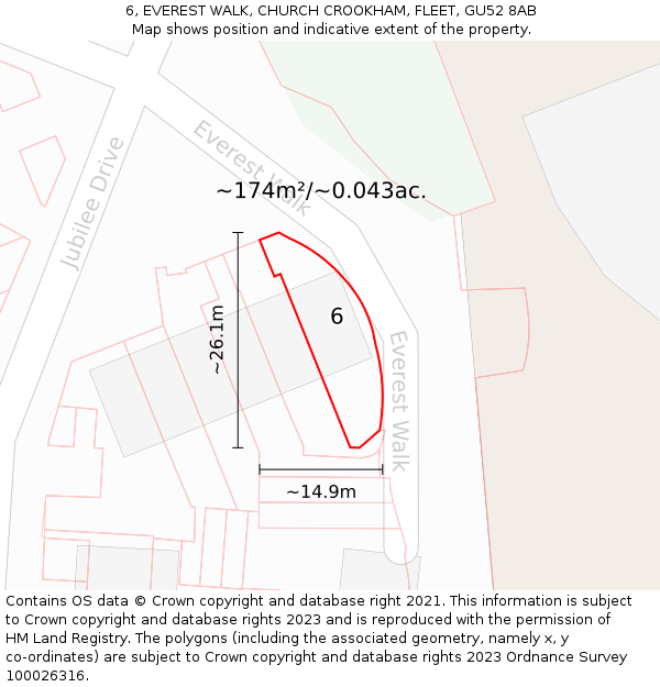 6, EVEREST WALK, CHURCH CROOKHAM, FLEET, GU52 8AB: Plot and title map