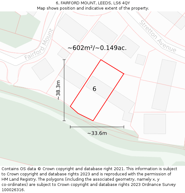 6, FAIRFORD MOUNT, LEEDS, LS6 4QY: Plot and title map