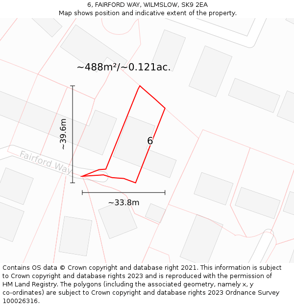 6, FAIRFORD WAY, WILMSLOW, SK9 2EA: Plot and title map