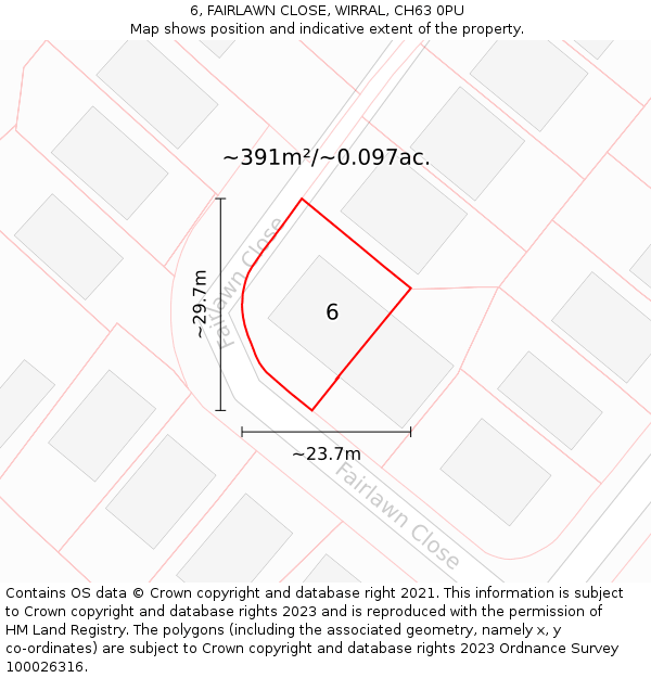 6, FAIRLAWN CLOSE, WIRRAL, CH63 0PU: Plot and title map