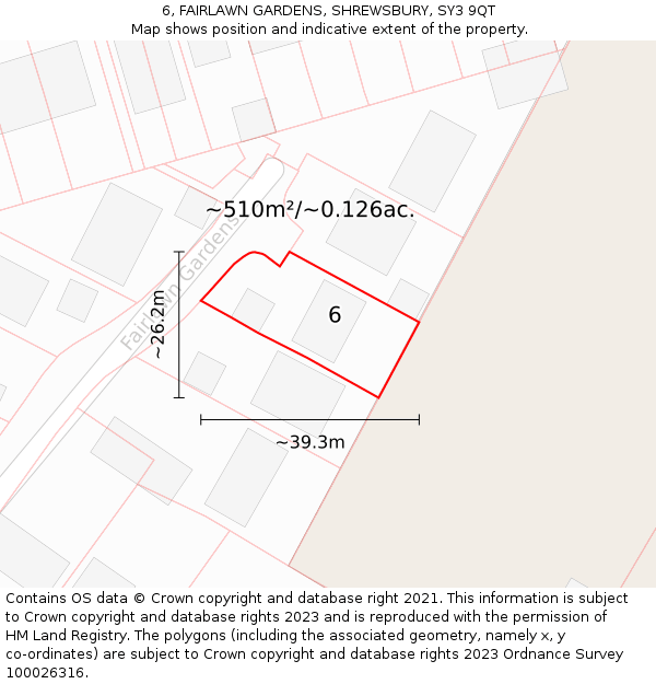 6, FAIRLAWN GARDENS, SHREWSBURY, SY3 9QT: Plot and title map