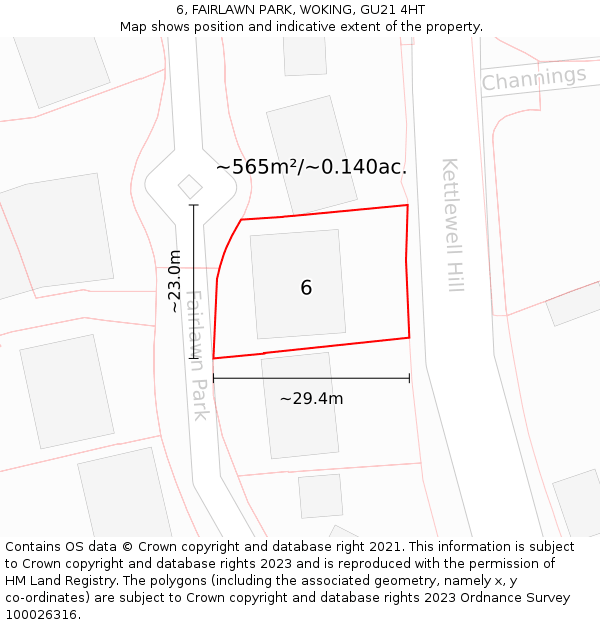 6, FAIRLAWN PARK, WOKING, GU21 4HT: Plot and title map