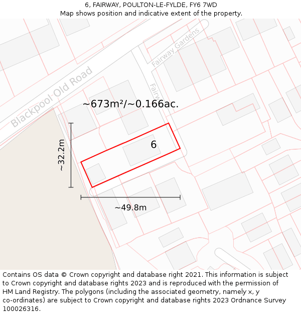 6, FAIRWAY, POULTON-LE-FYLDE, FY6 7WD: Plot and title map