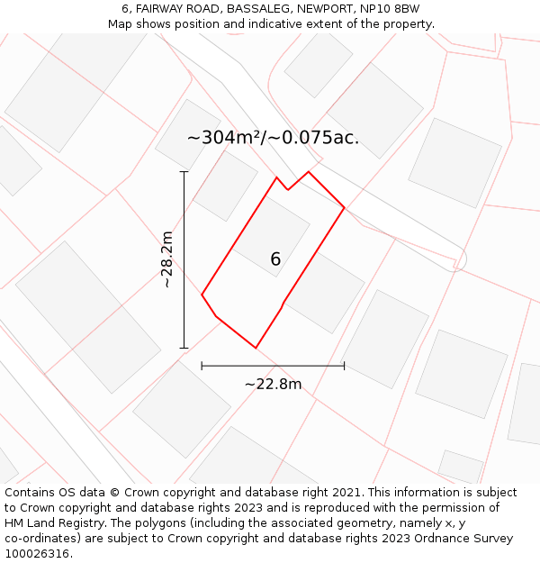6, FAIRWAY ROAD, BASSALEG, NEWPORT, NP10 8BW: Plot and title map
