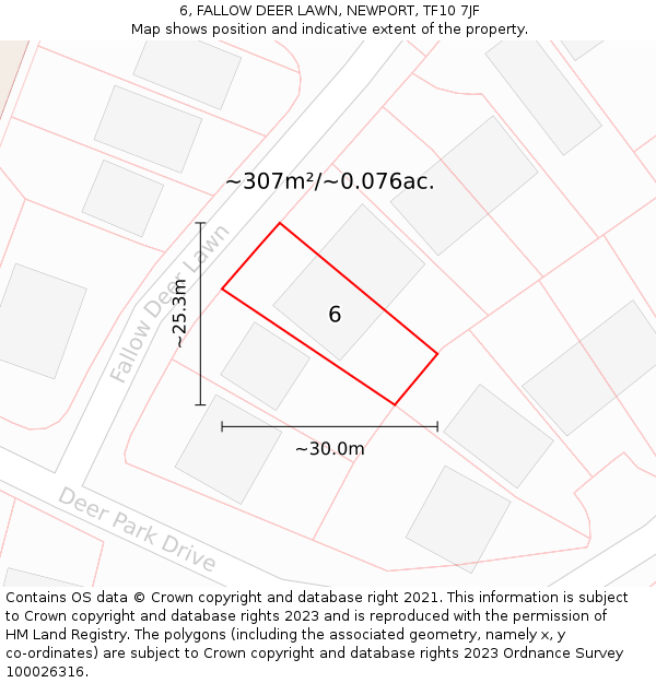 6, FALLOW DEER LAWN, NEWPORT, TF10 7JF: Plot and title map