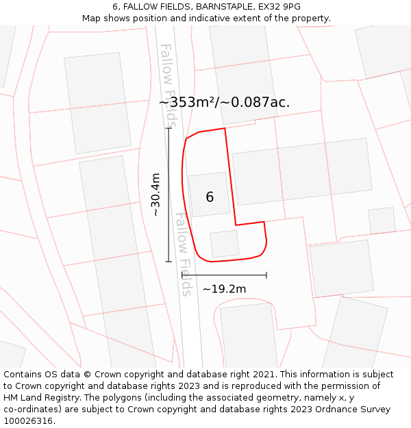 6, FALLOW FIELDS, BARNSTAPLE, EX32 9PG: Plot and title map